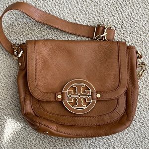 Tory Burch Cross Body Tan Leather Flap Bag